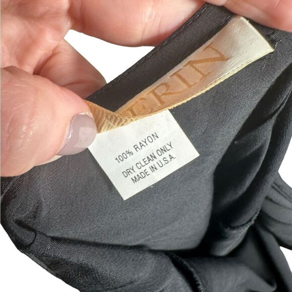 Vintage Severin Black Sleeveless Rayon Cami Slip Mini Dress - Picture 7 of 8